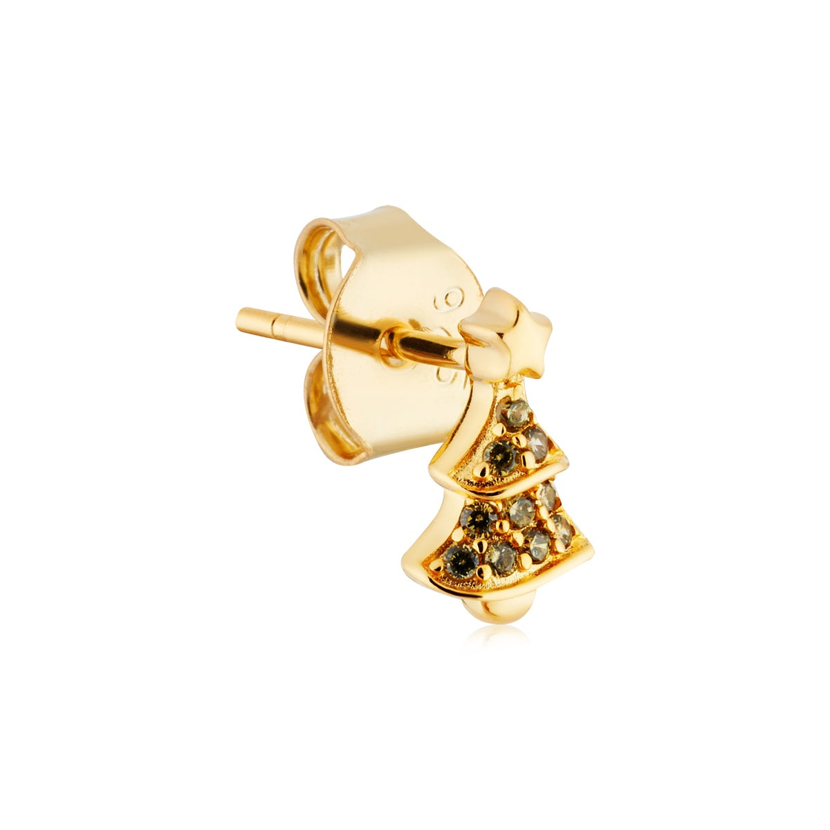 Argento Gold CZ Christmas Tree Stud Earrings