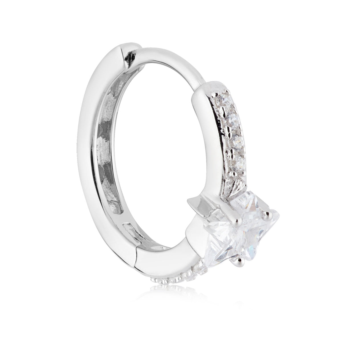 Argento Silver CZ Centre Star Hoop Earrings