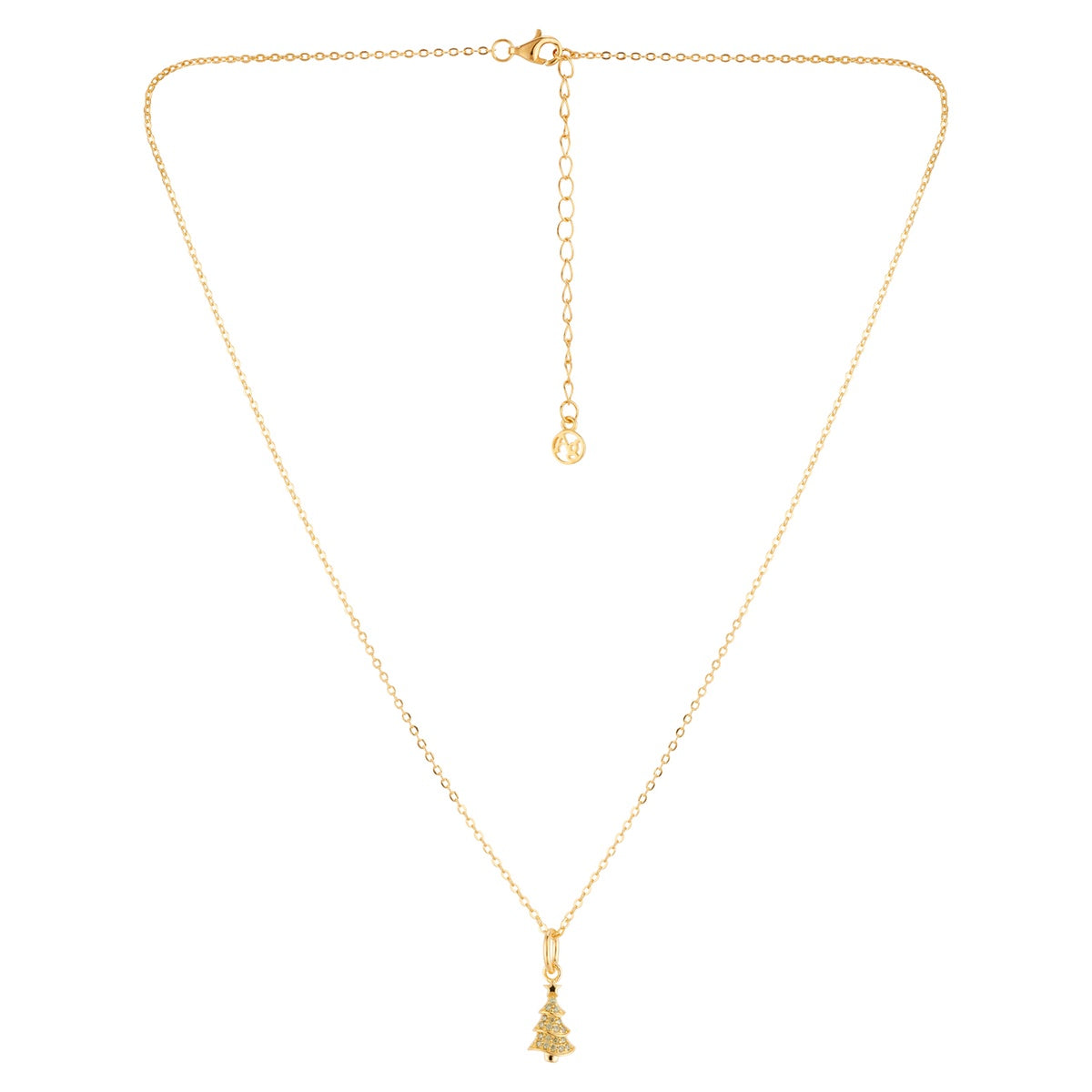 Argento Gold CZ Christmas Tree Necklace