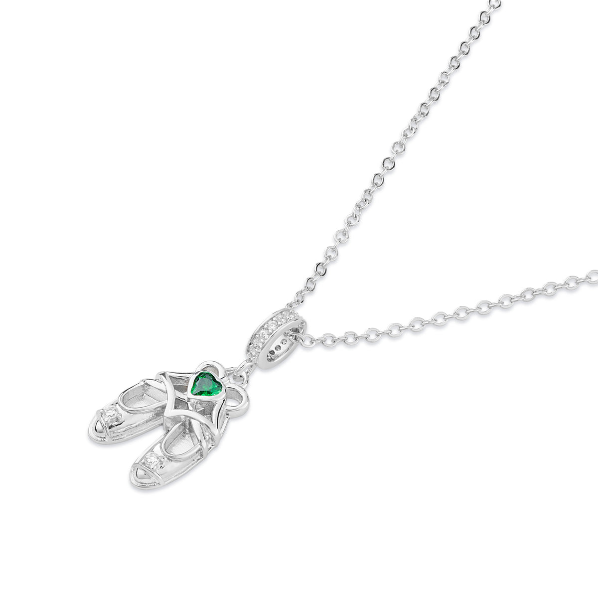 Karma Silver Irish Dancer Green Heart Necklace