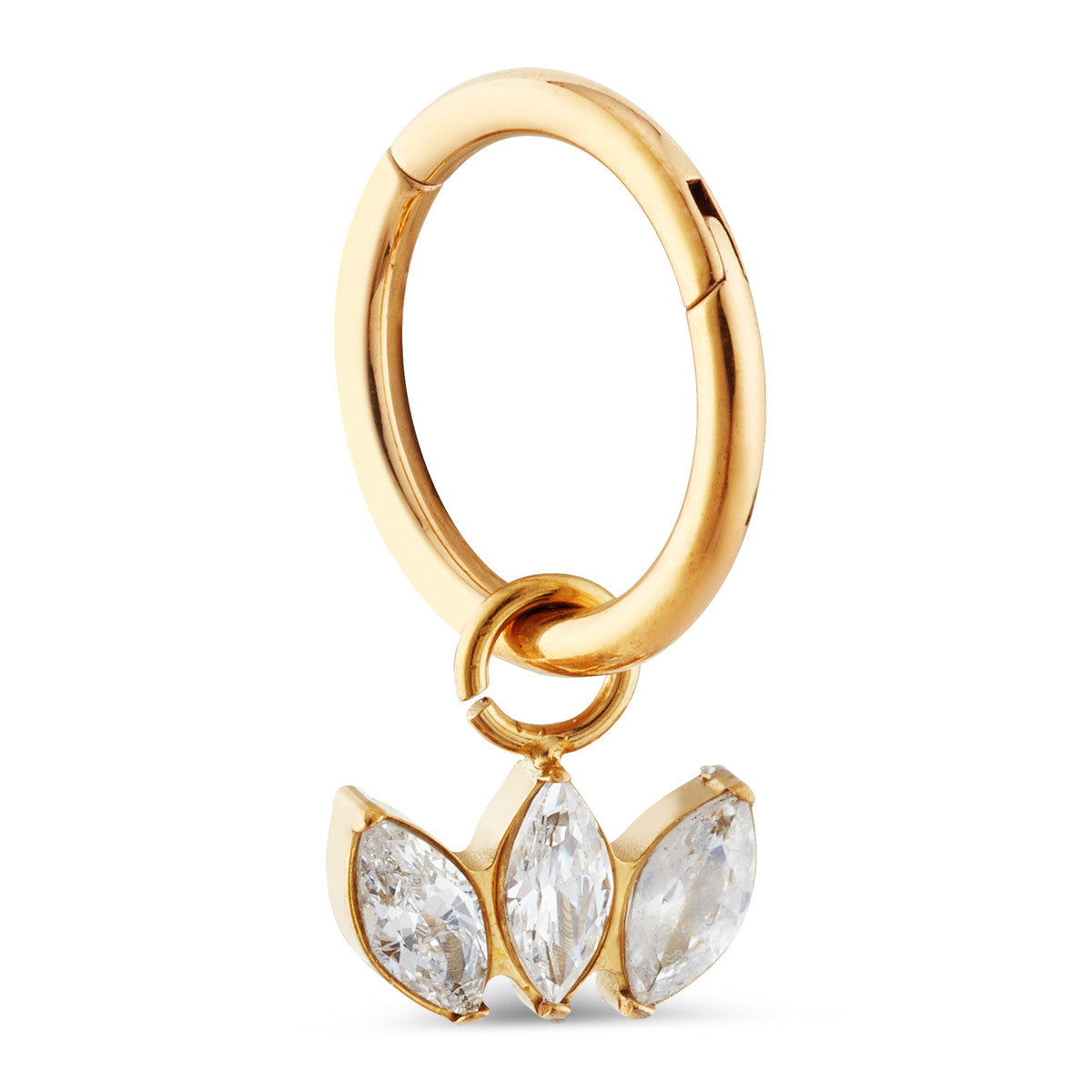 Over & Over Gold Titanium Fan CZ Single Segment Ring