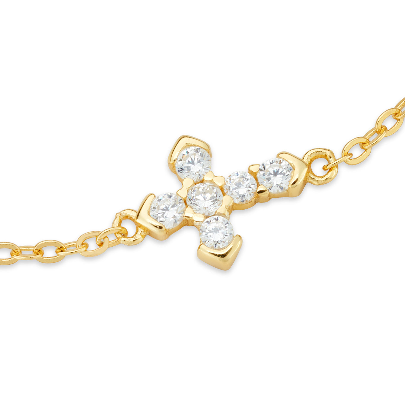 Argento Gold CZ Cross Bracelet