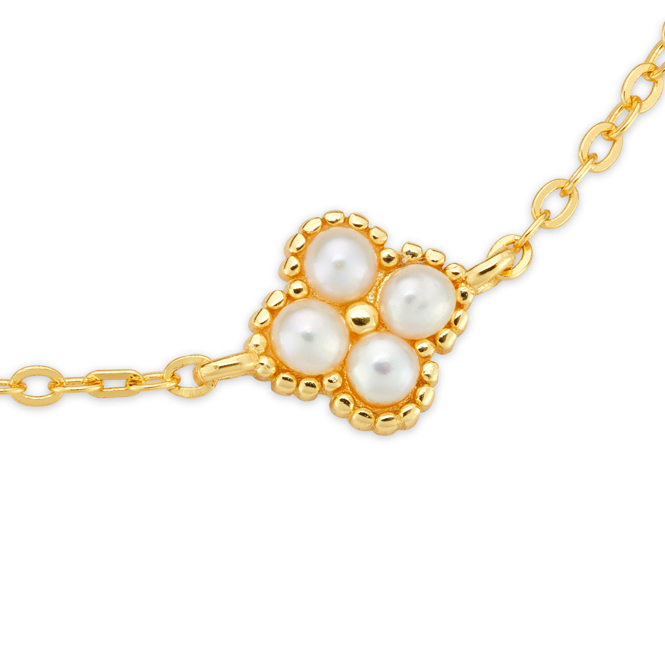 Argento Gold Freshwater Pearl Clover Bracelet