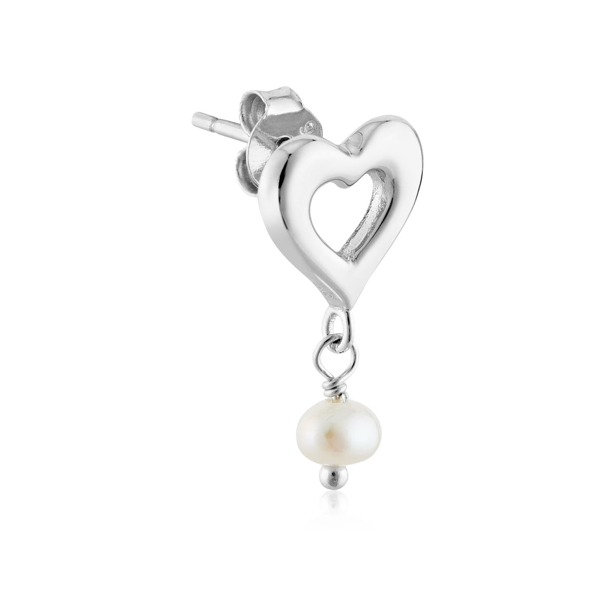 Argento Silver Pearl Heart Drop Earrings