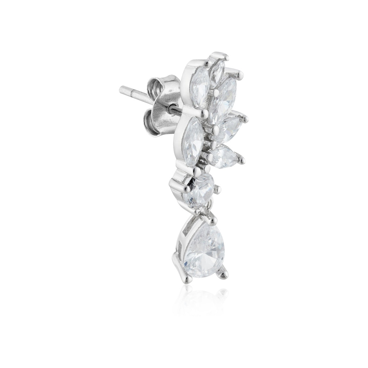 Argento Silver Marquise Fan Cluster Drop Earrings