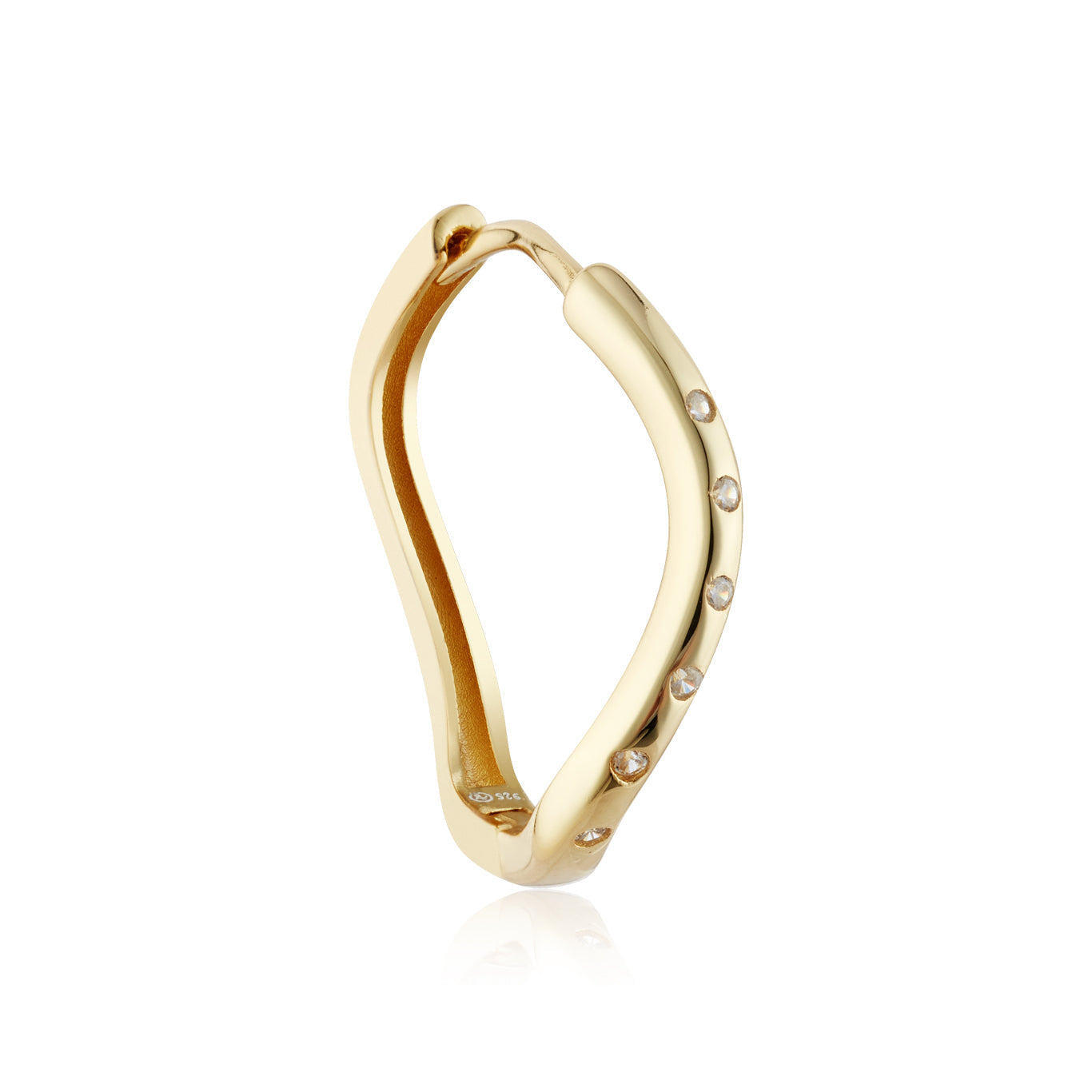 Argento Gold Fluid Wave CZ Hoop Earrings