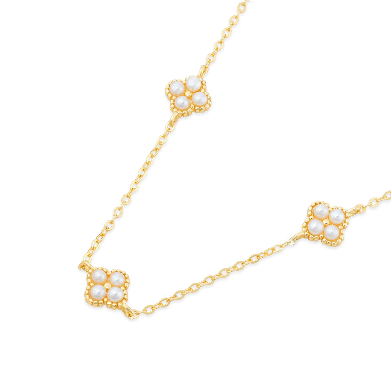 Argento Gold Freshwater Pearl Clover Necklace