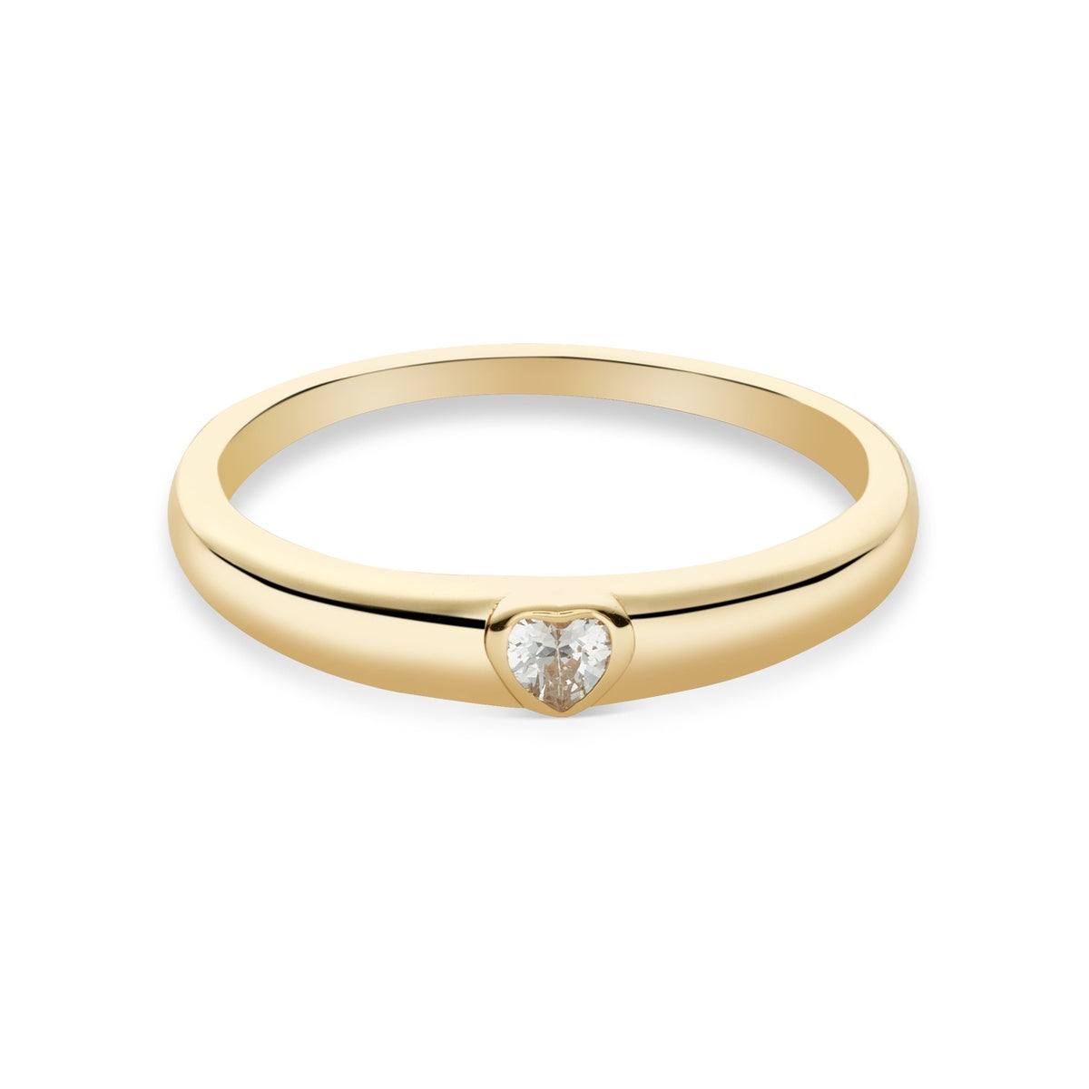 Argento 14k Gold Puffy Band Heart CZ Ring