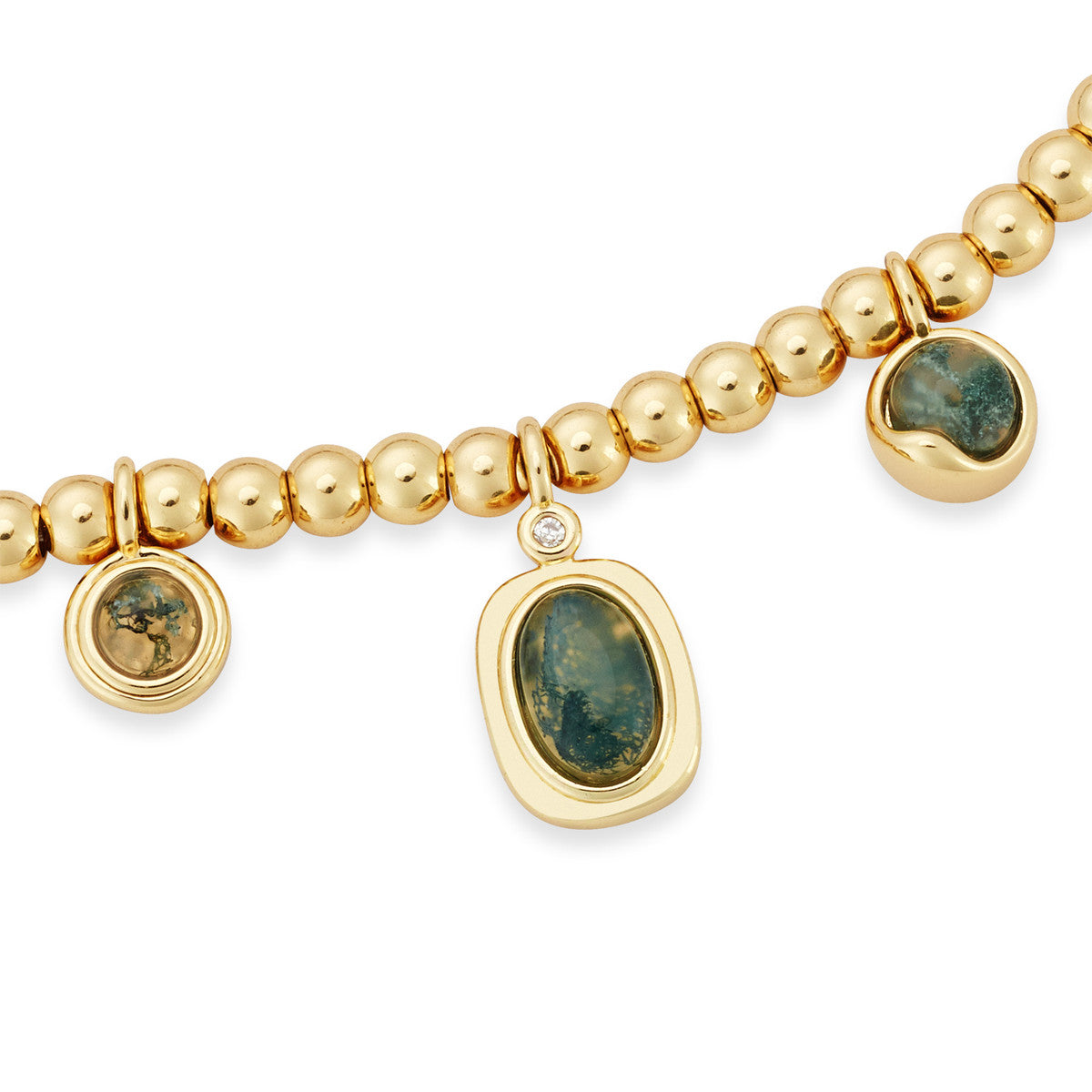 August Woods Gold Green Natural Bead Pull Bracelet