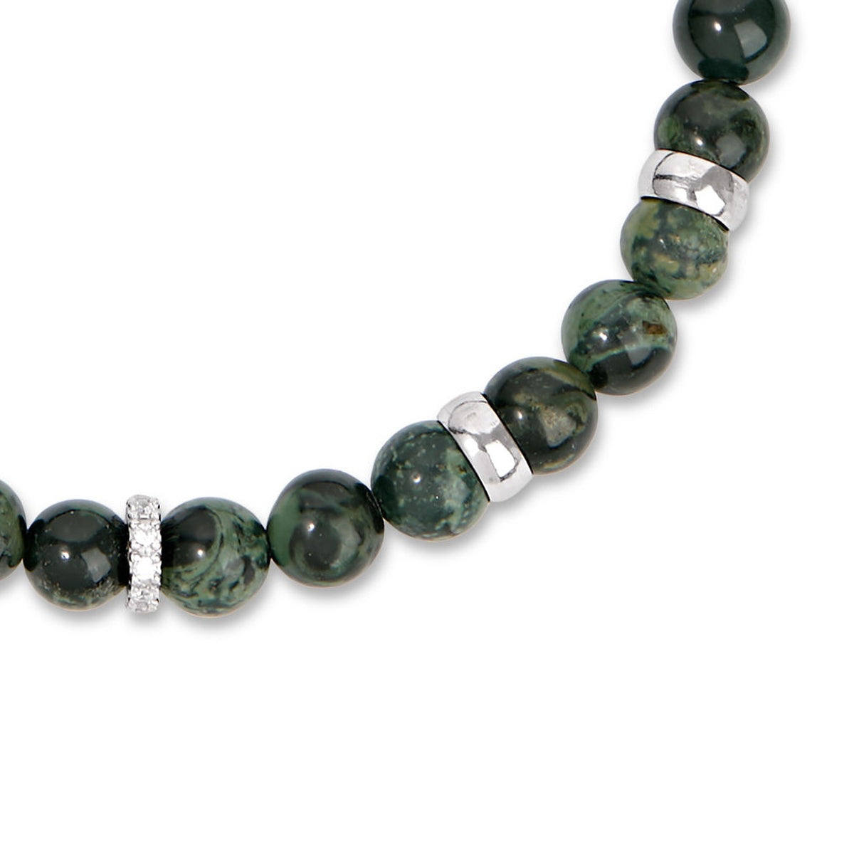 Argento Silver Men's Green Semi Precious Bracelet