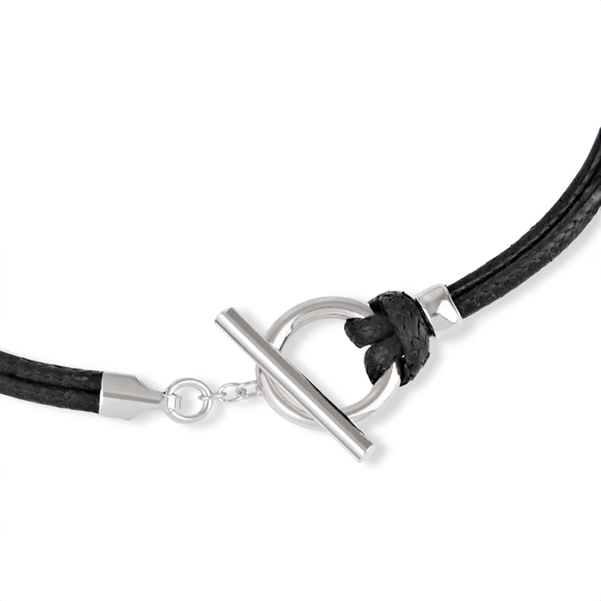 Argento Silver Men's T-Bar Cord Bracelet