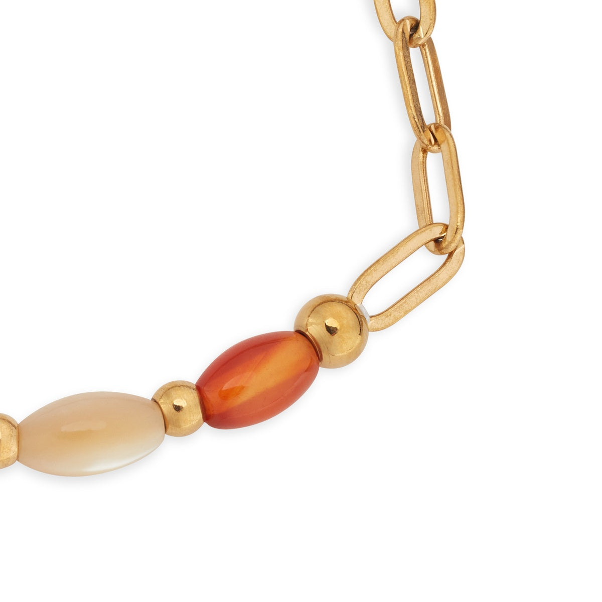 Over & Over Gold Red Agate & Shell Beaded Bracelet
