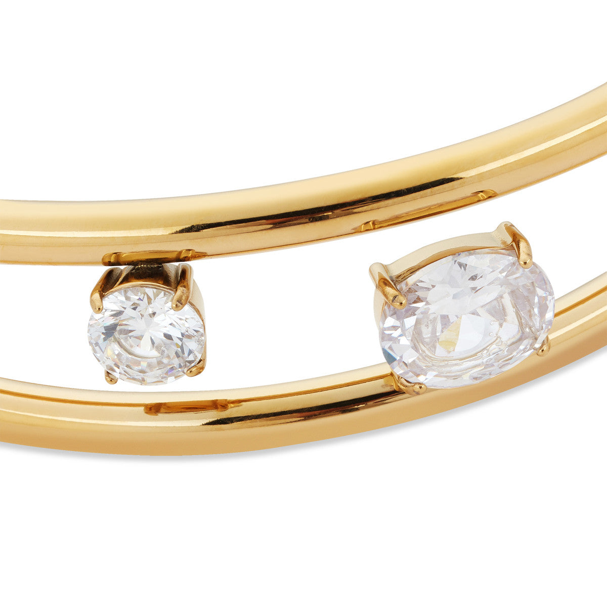 Over & Over Gold Stainless Steel Double Band CZ Bangle