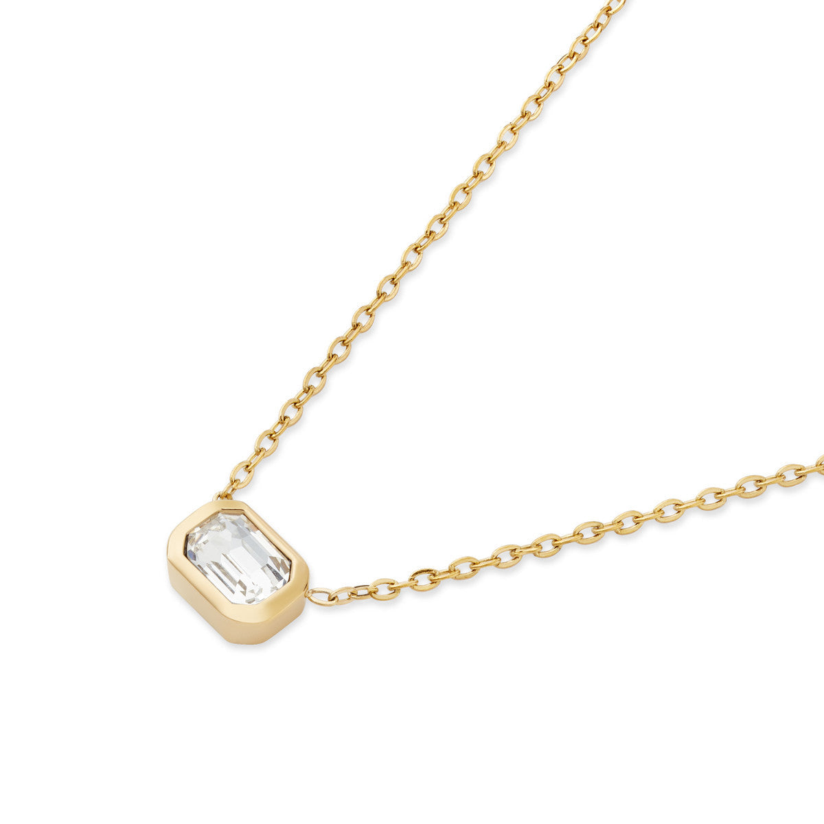 Over & Over Gold Stainless Steel Rectangle Bezel Necklace