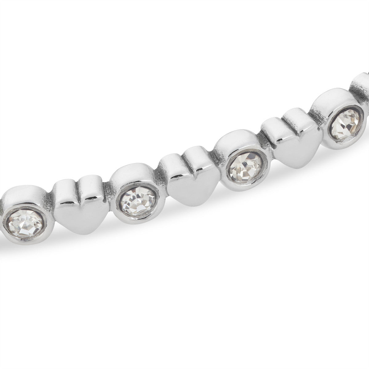 Over & Over Silver Heart Classic CZ Bangle