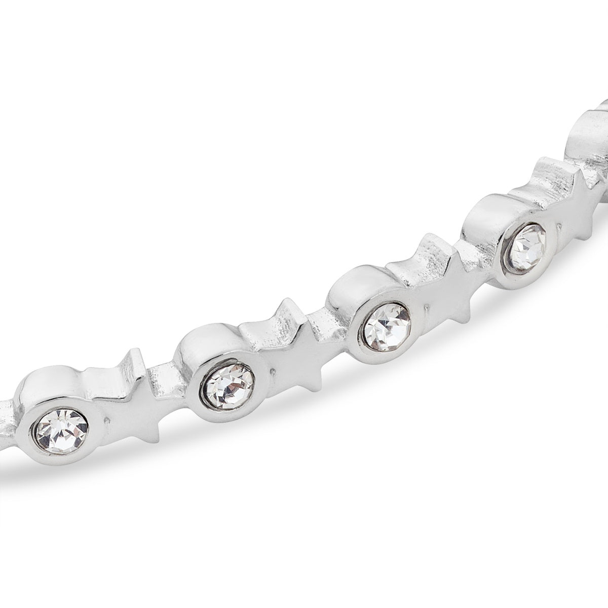 Over & Over Silver Stainless Steel Classic CZ Star Bangle