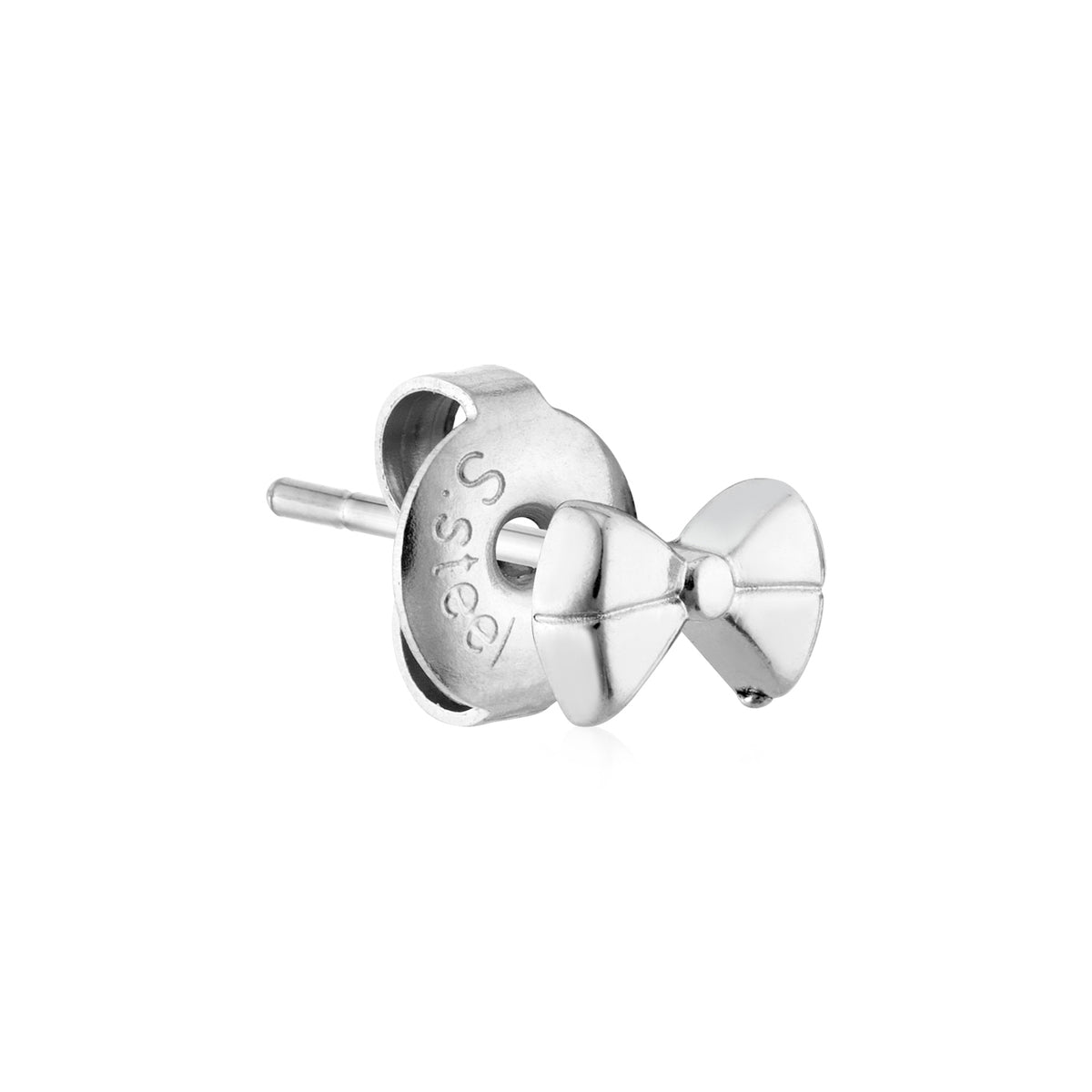 Over & Over Silver Stainless Steel Bow Stud Earrings