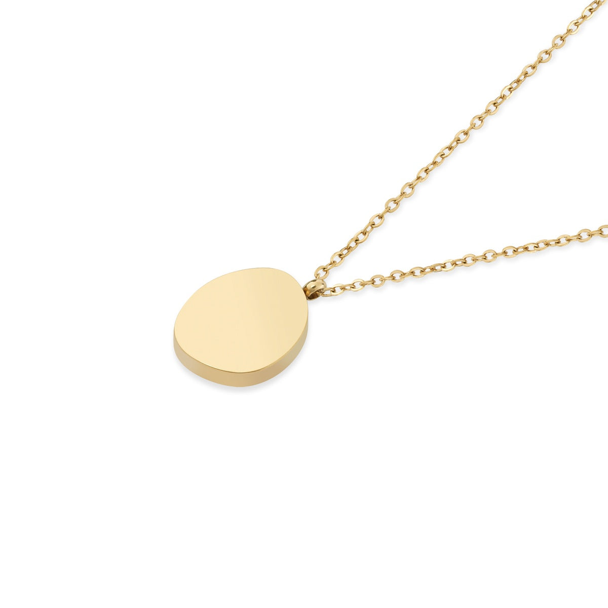 Over & Over 14k Gold Stainless Steel Engravable Pebble Necklace