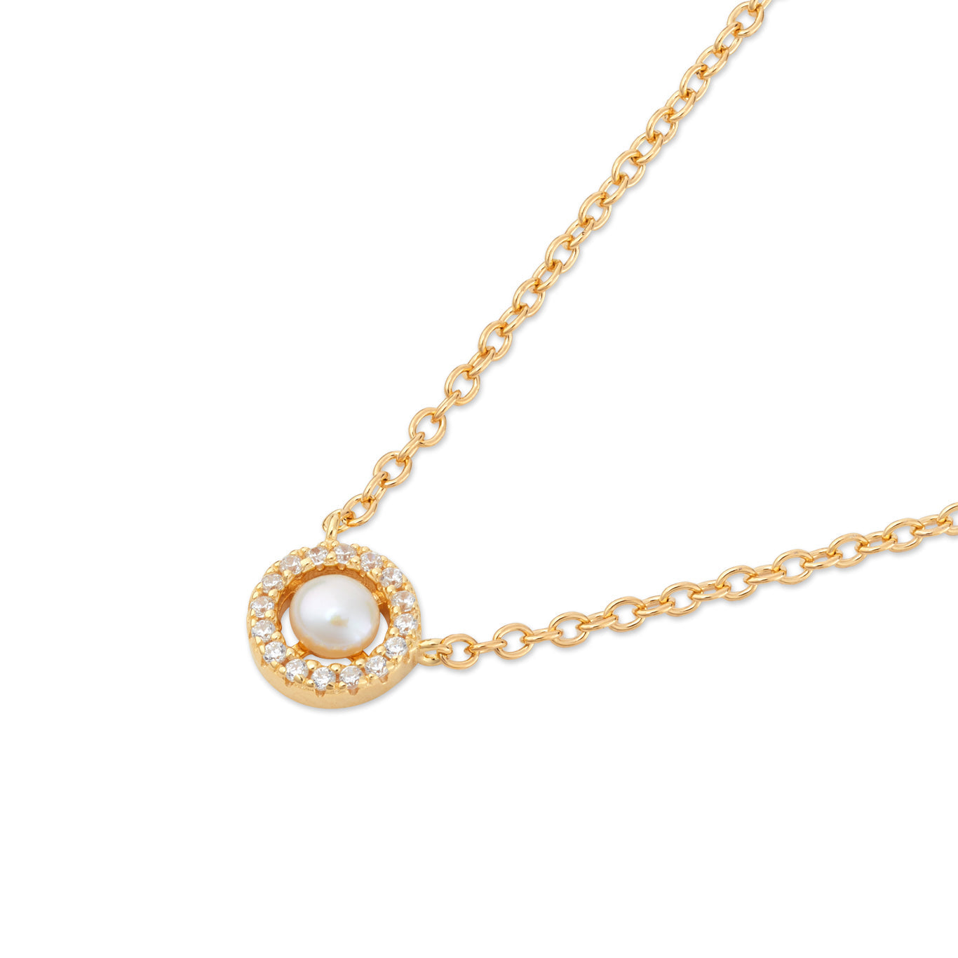 Argento Gold 18k Plated Freshwater Halo Pearl Necklace