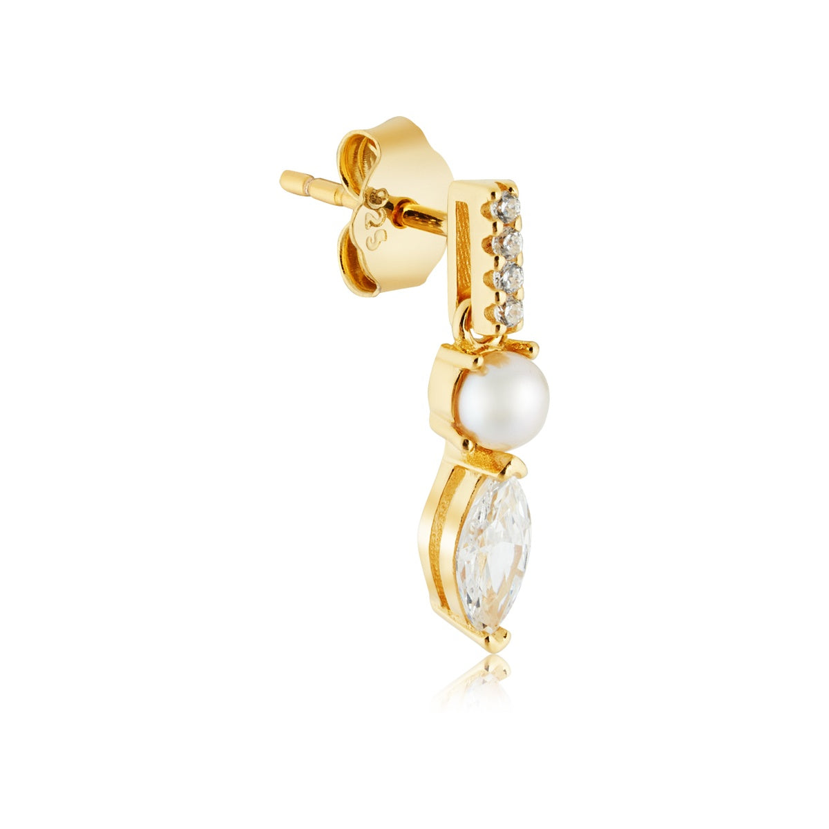 Argento Gold Freshwater Pearl Marquise Earrings
