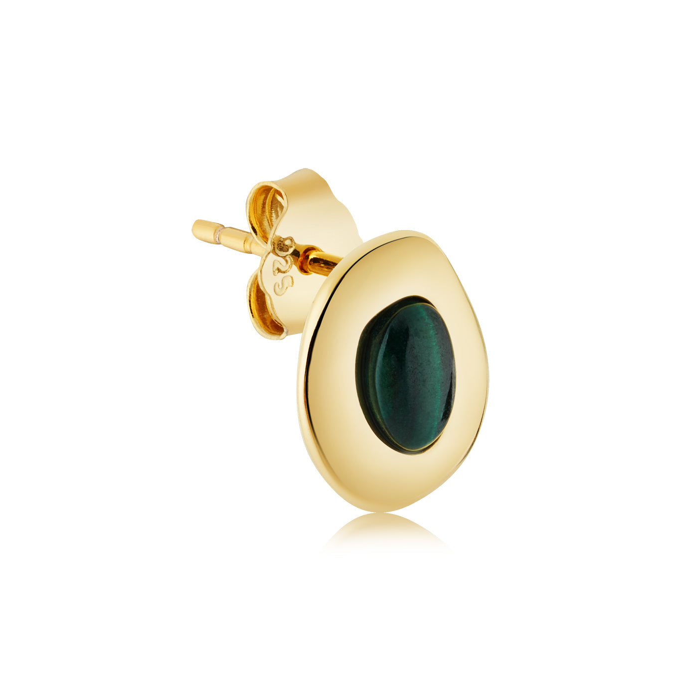 Argento Gold 18k Plated Oval Malachite Studs