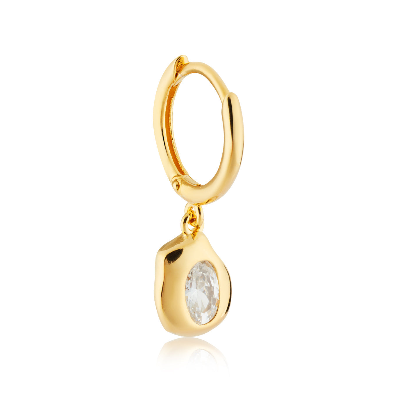 Argento Gold 18k Plated Molten Pebble CZ Hoops