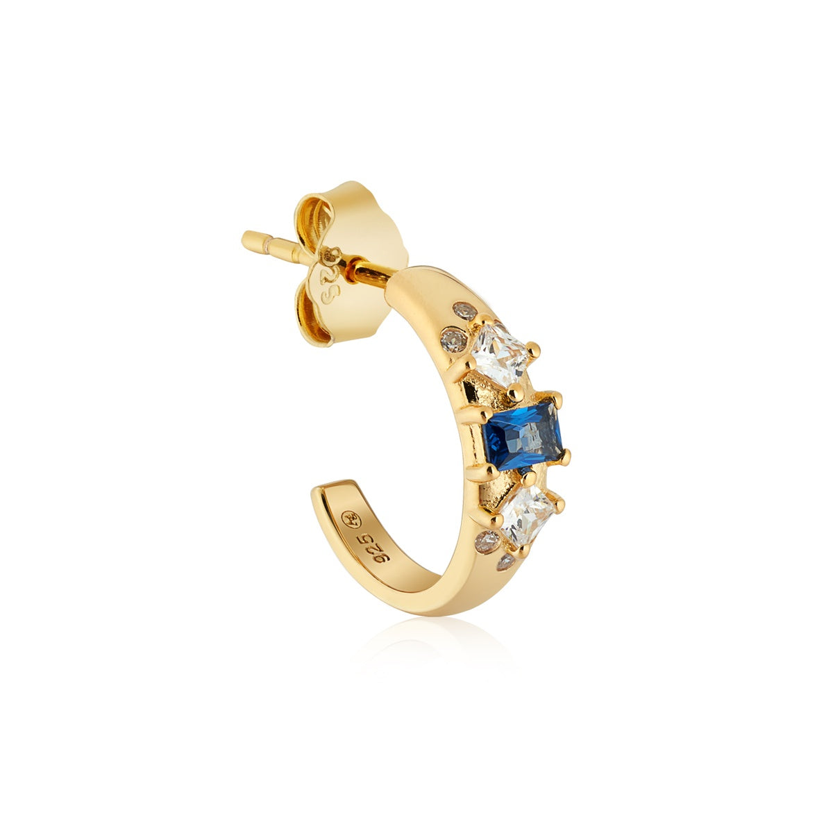 Argento Gold Blue CZ Luxe Hoop Earrings