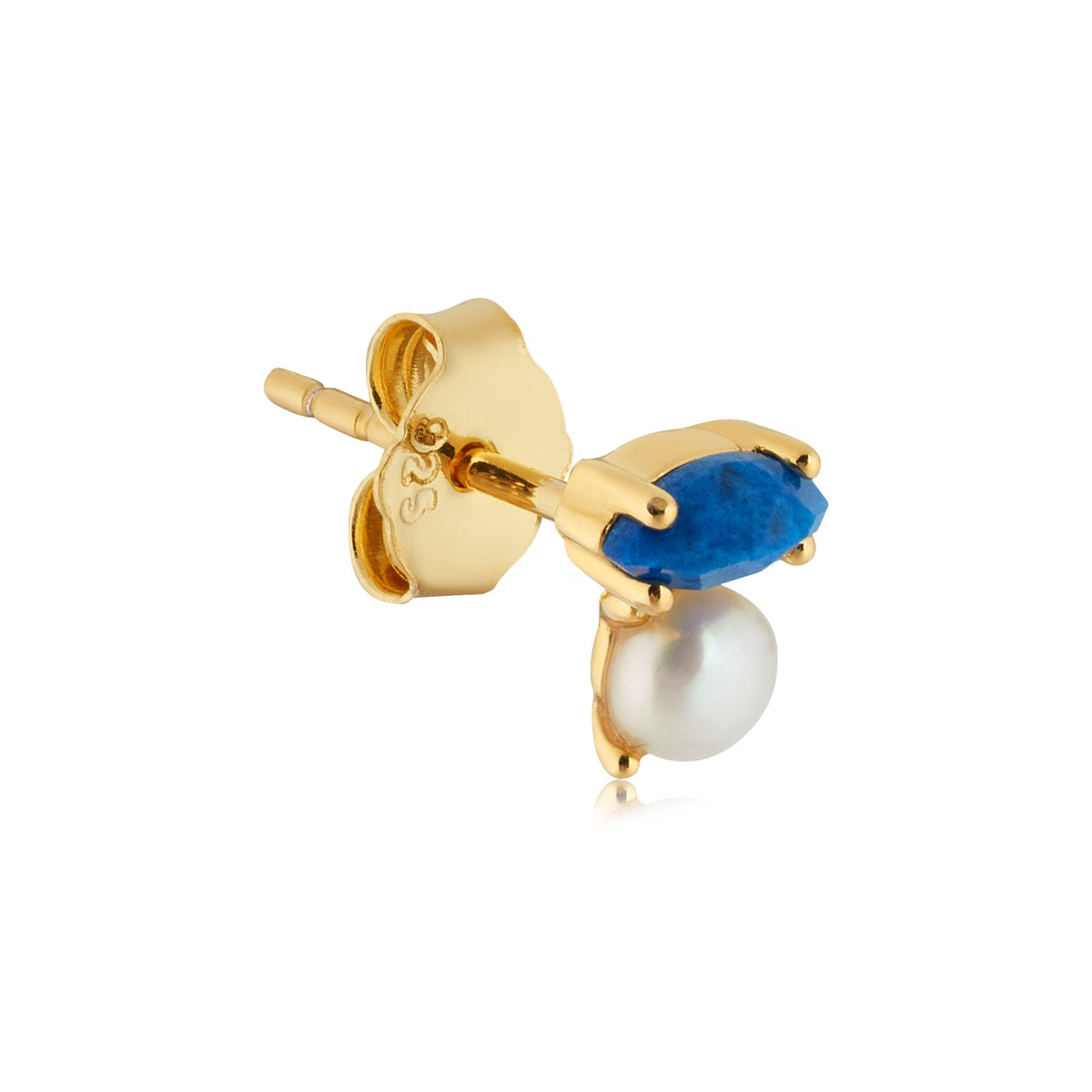 Argento Gold Lapis Freshwater Pearl Earrings