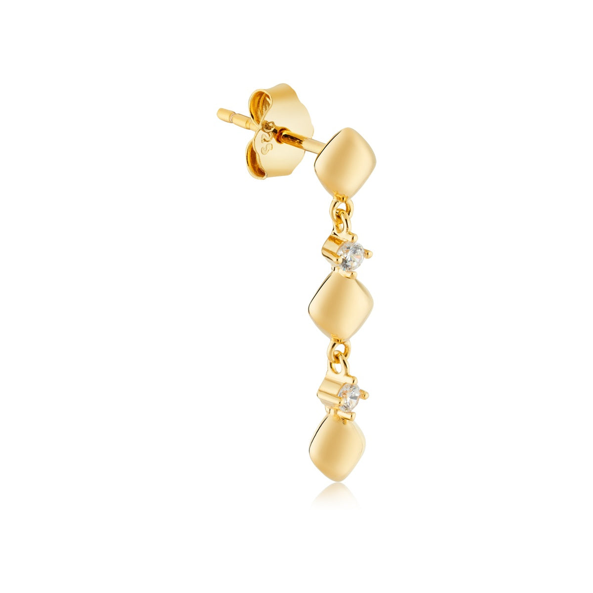 Argento Gold 18k Plated Diamond-Shaped Drop Pebble Earrings