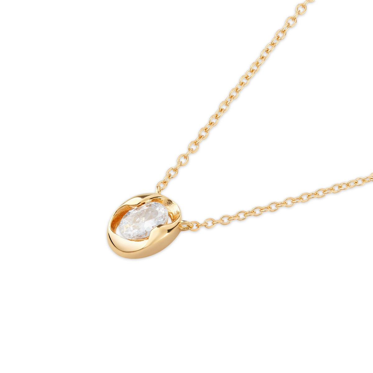 Argento Gold 18k Plated CZ Twist Bezel Necklace