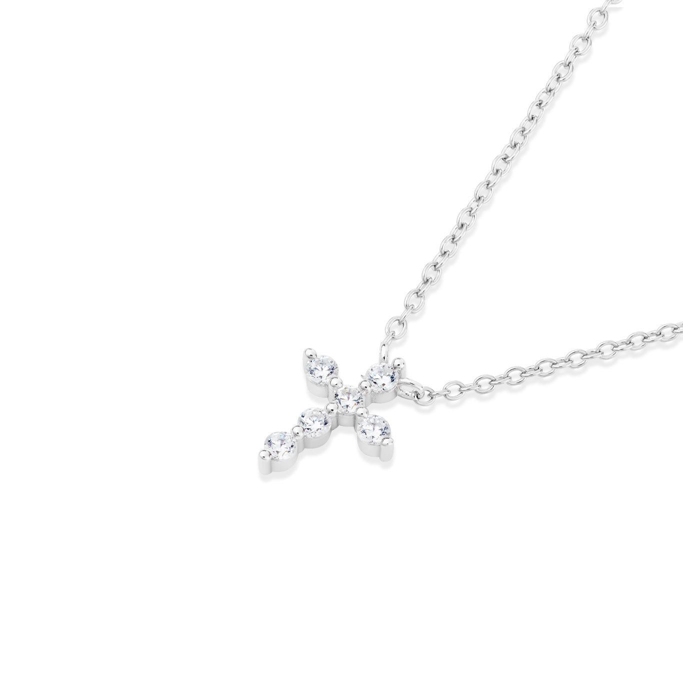 Argento Silver Petite CZ Cross Necklace