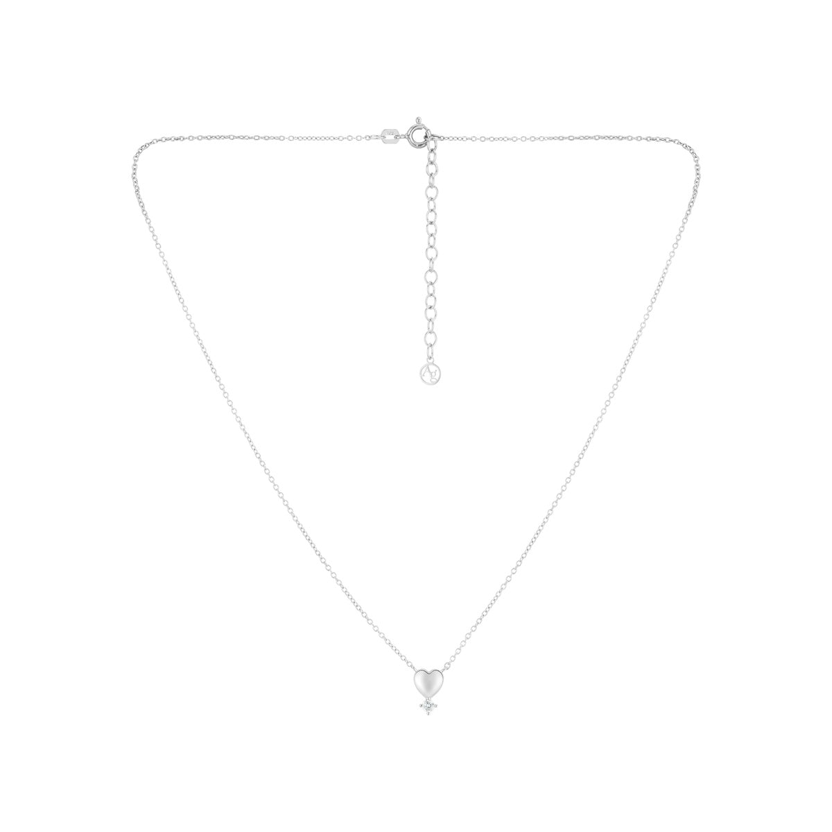 Argento Silver Kids Heart Diamanté CZ Necklace