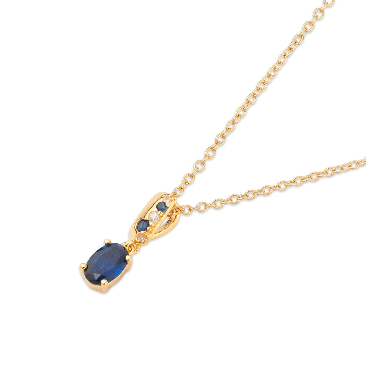 Argento Gold Blue CZ Luxe Oval Necklace
