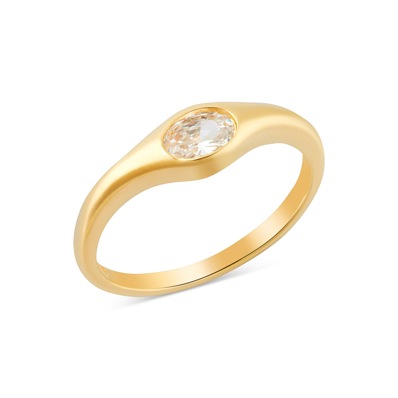 Argento Gold 18k Plated Oval CZ Bezel Ring