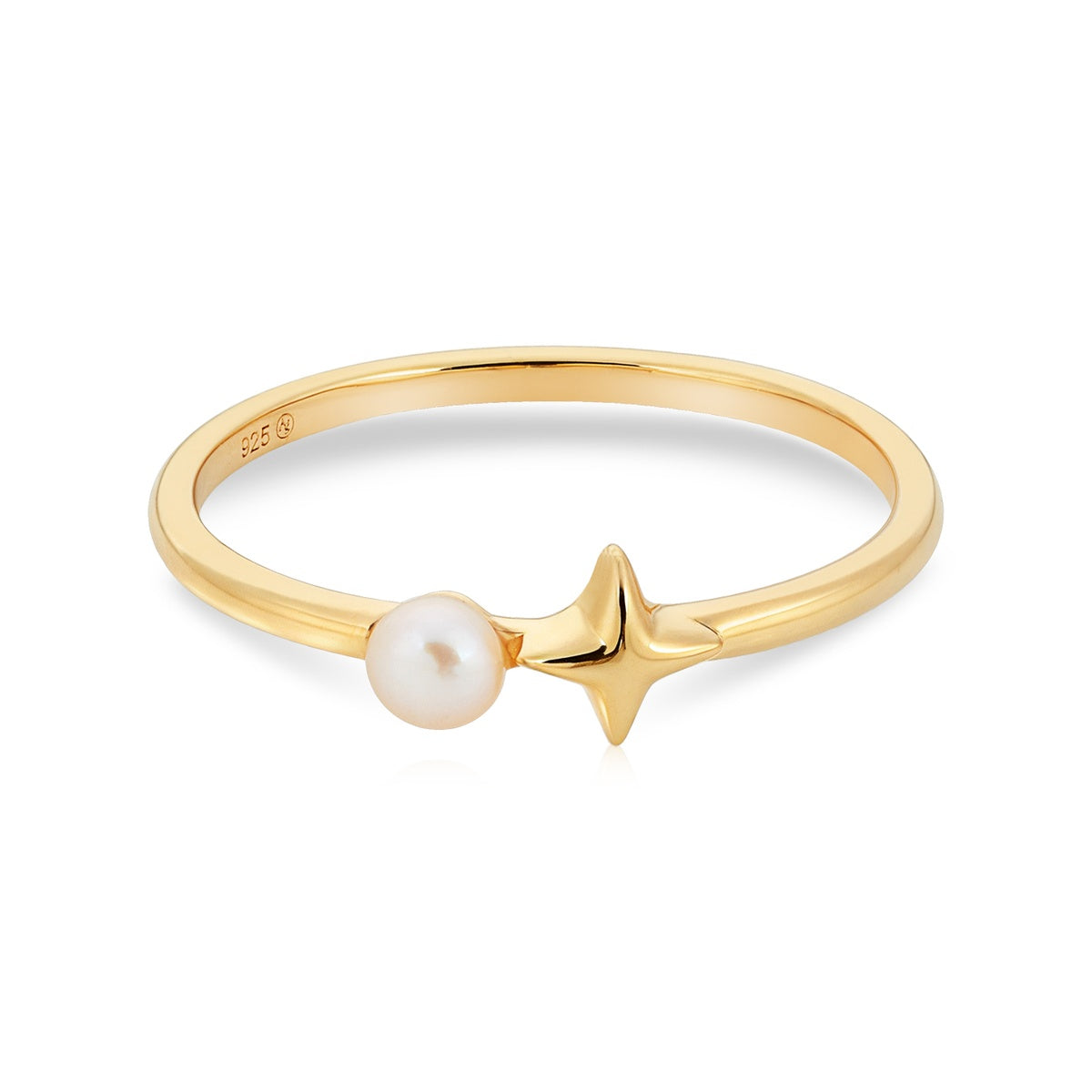 Argento Gold Freshwater Pearl Starburst Ring