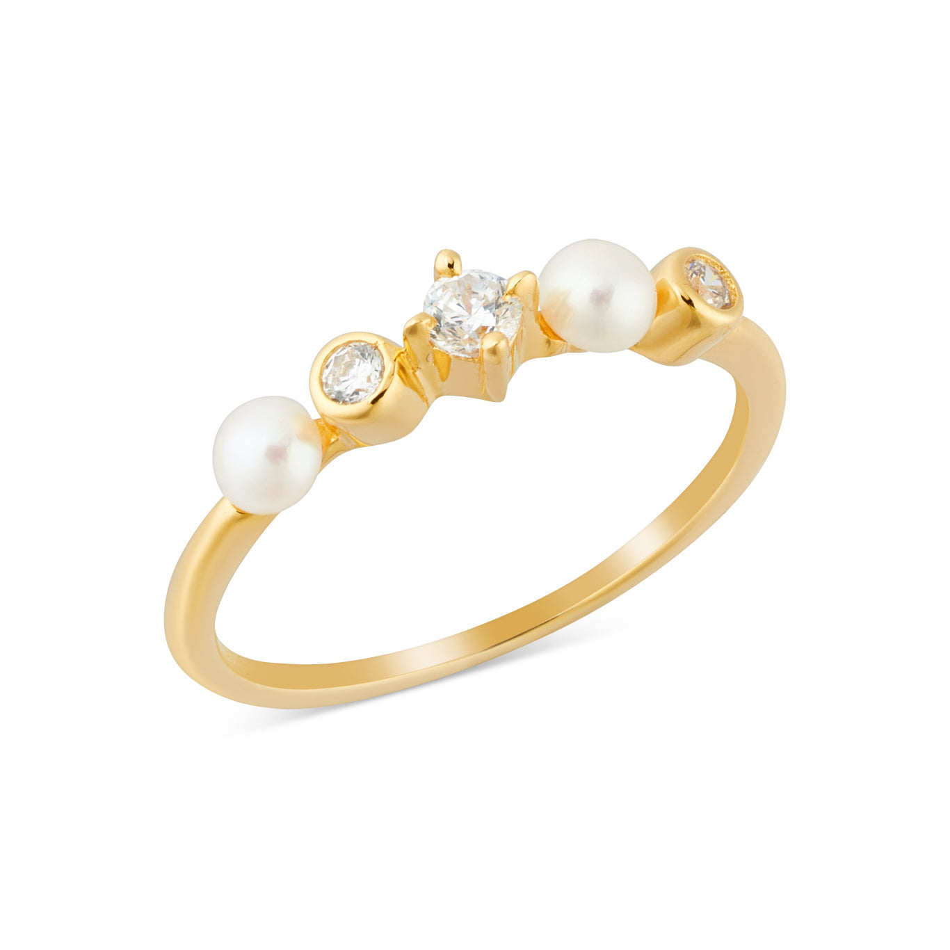 Argento Gold 18k Plated Freshwater Button Pearl Ring