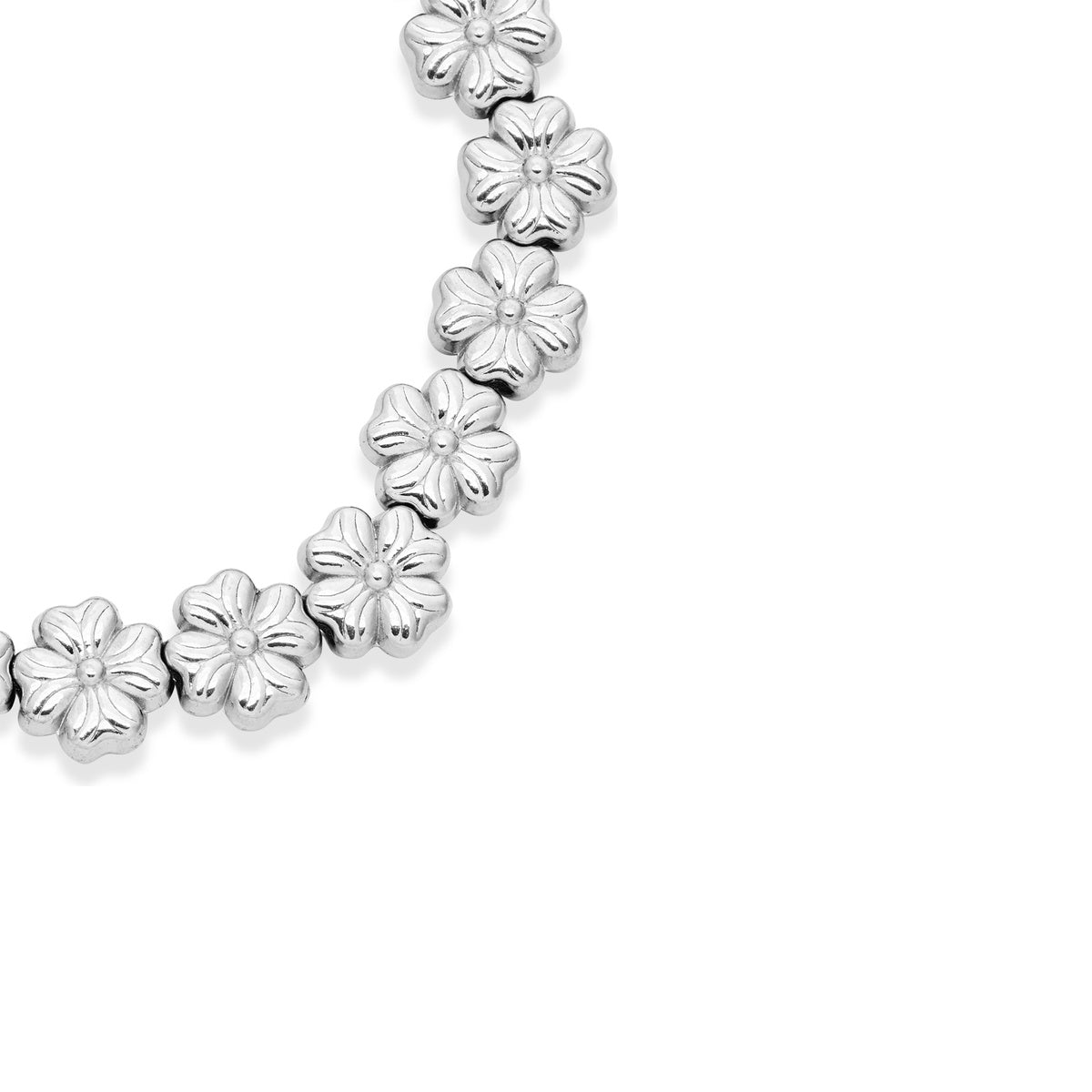 Over & Over Silver Clover Beaded Bracelet