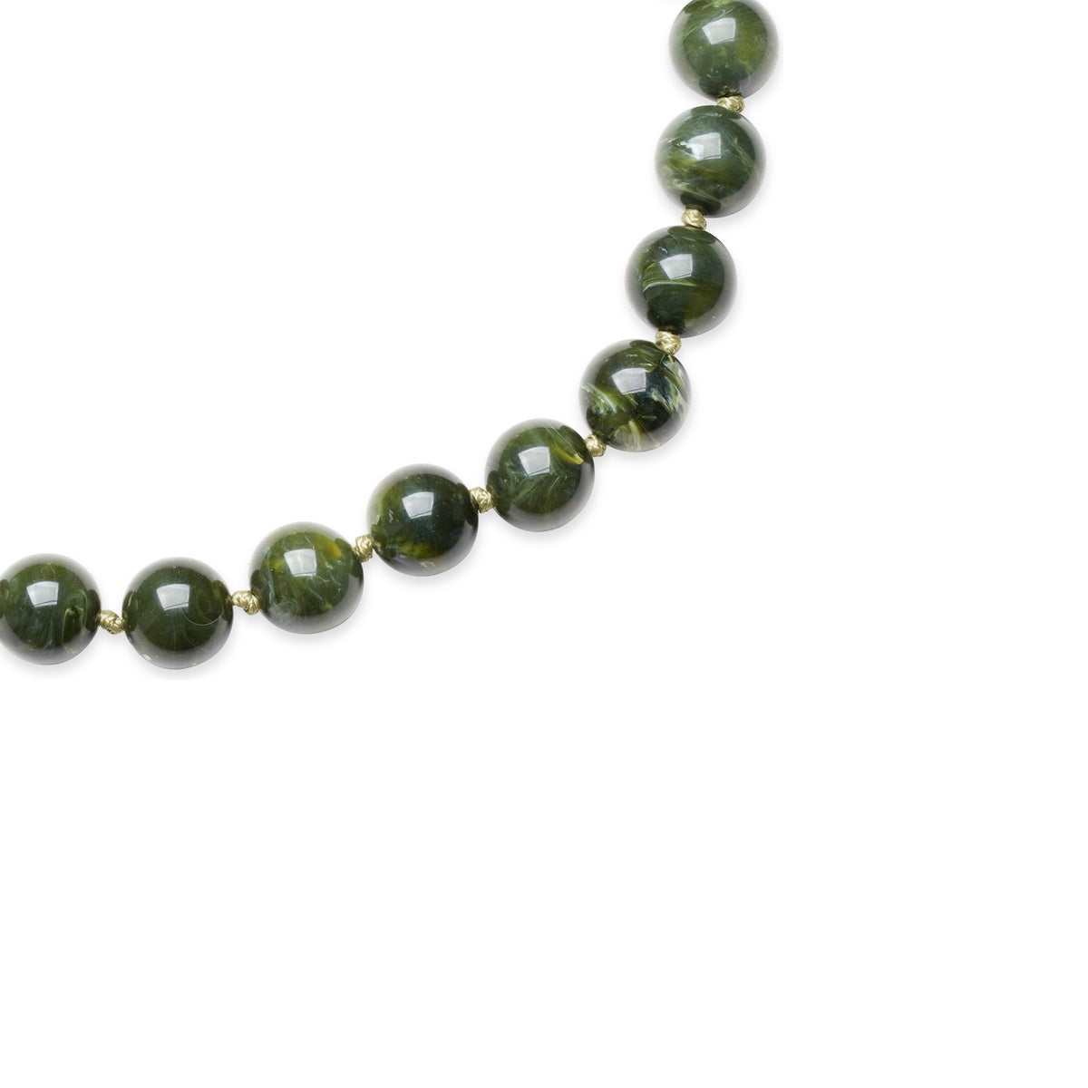 Over & Over Gold Green Resin Beaded Necklace