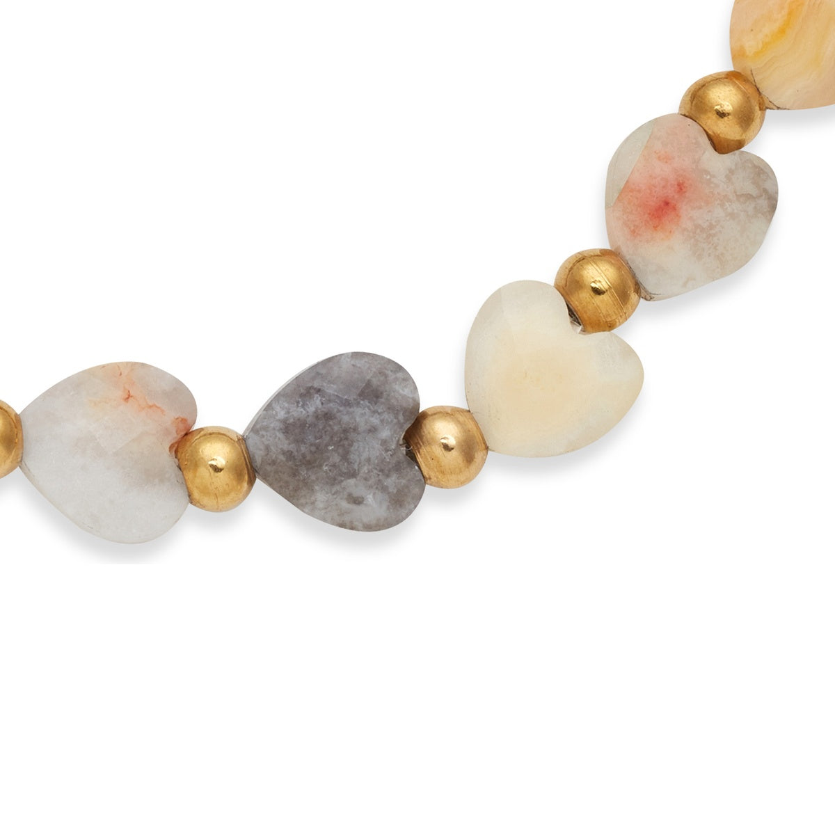 Over & Over Gold Neutral Heart Beaded Bracelet