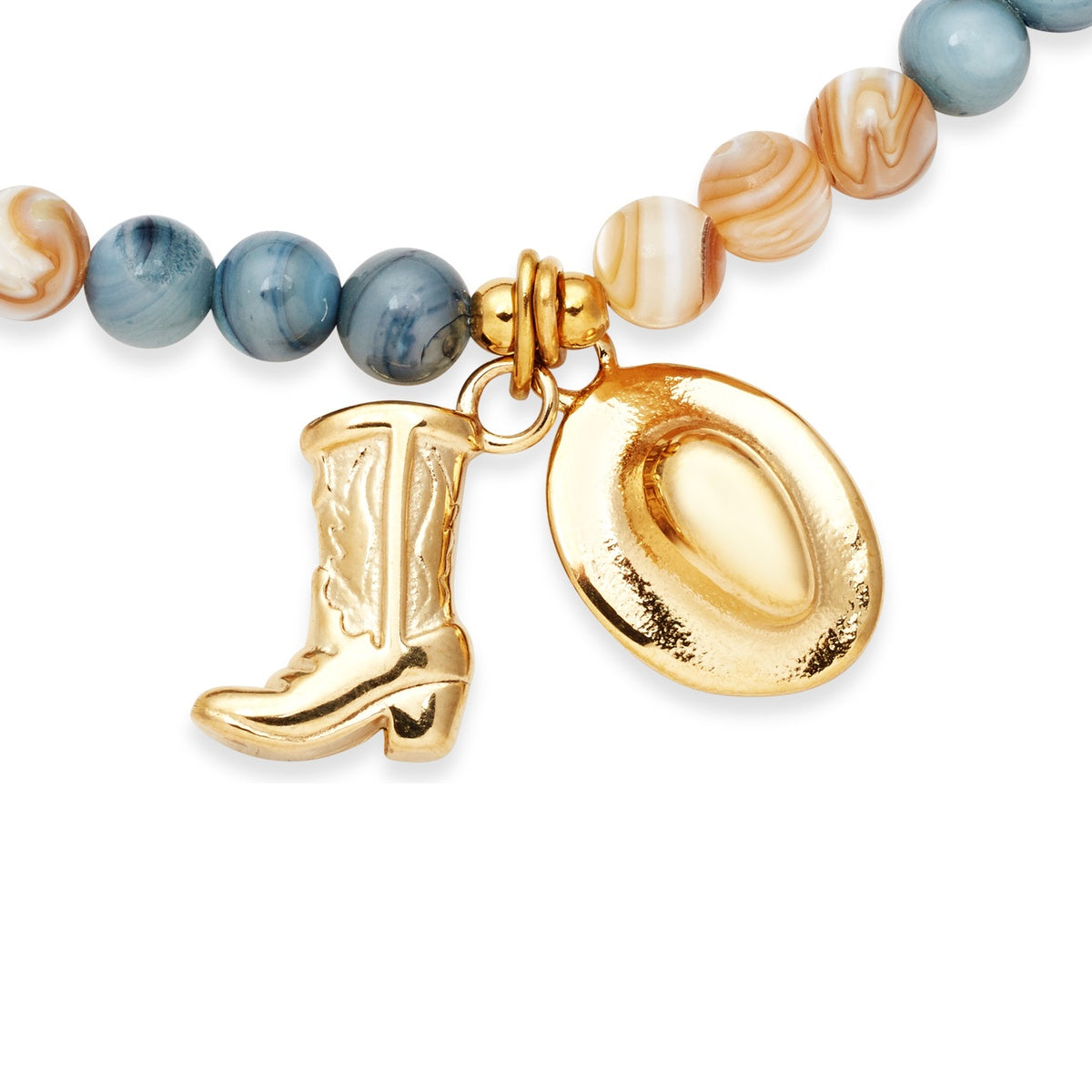 Over & Over Gold Blue Cowboy Beaded Bracelet