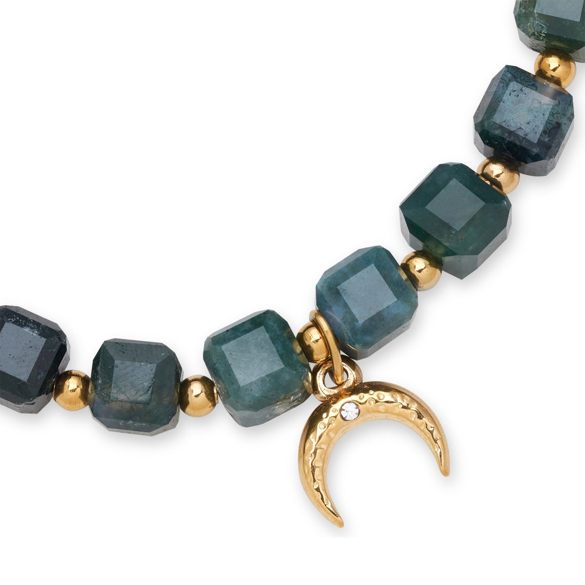 Over & Over Gold Green Horn Beaded Bracelet