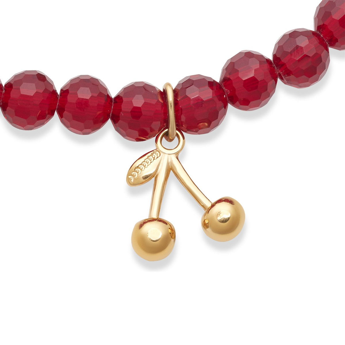 Over & Over Gold Red Cherry Beaded Bracelet