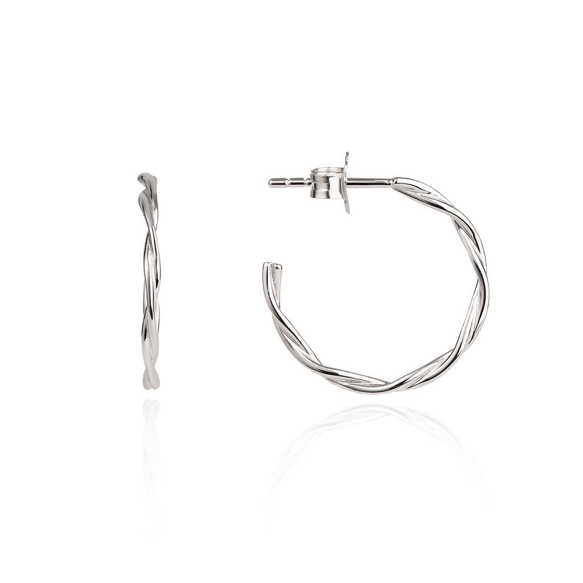 Silver 20mm Twist Hoop Earrings