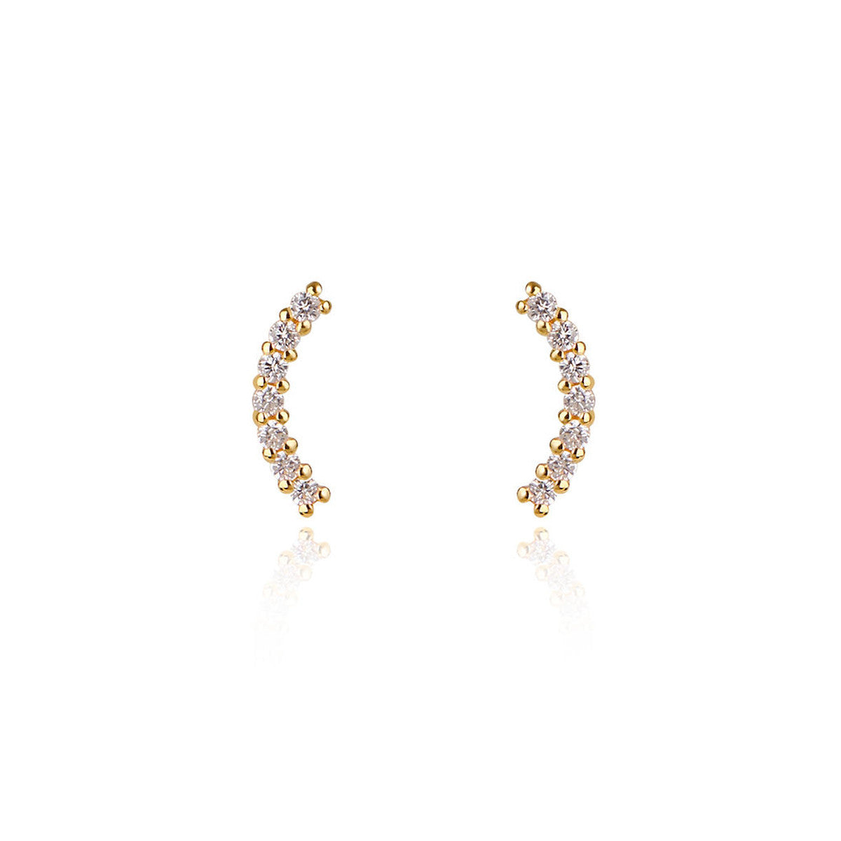 Gold Curve Crawler Stud Earrings