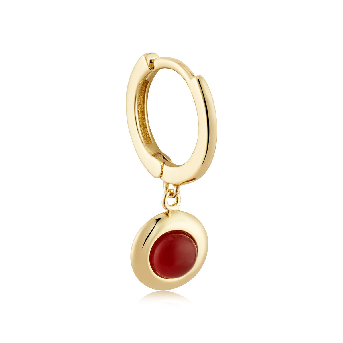 August Woods Gold Red Agate Drop Hoop Earrings