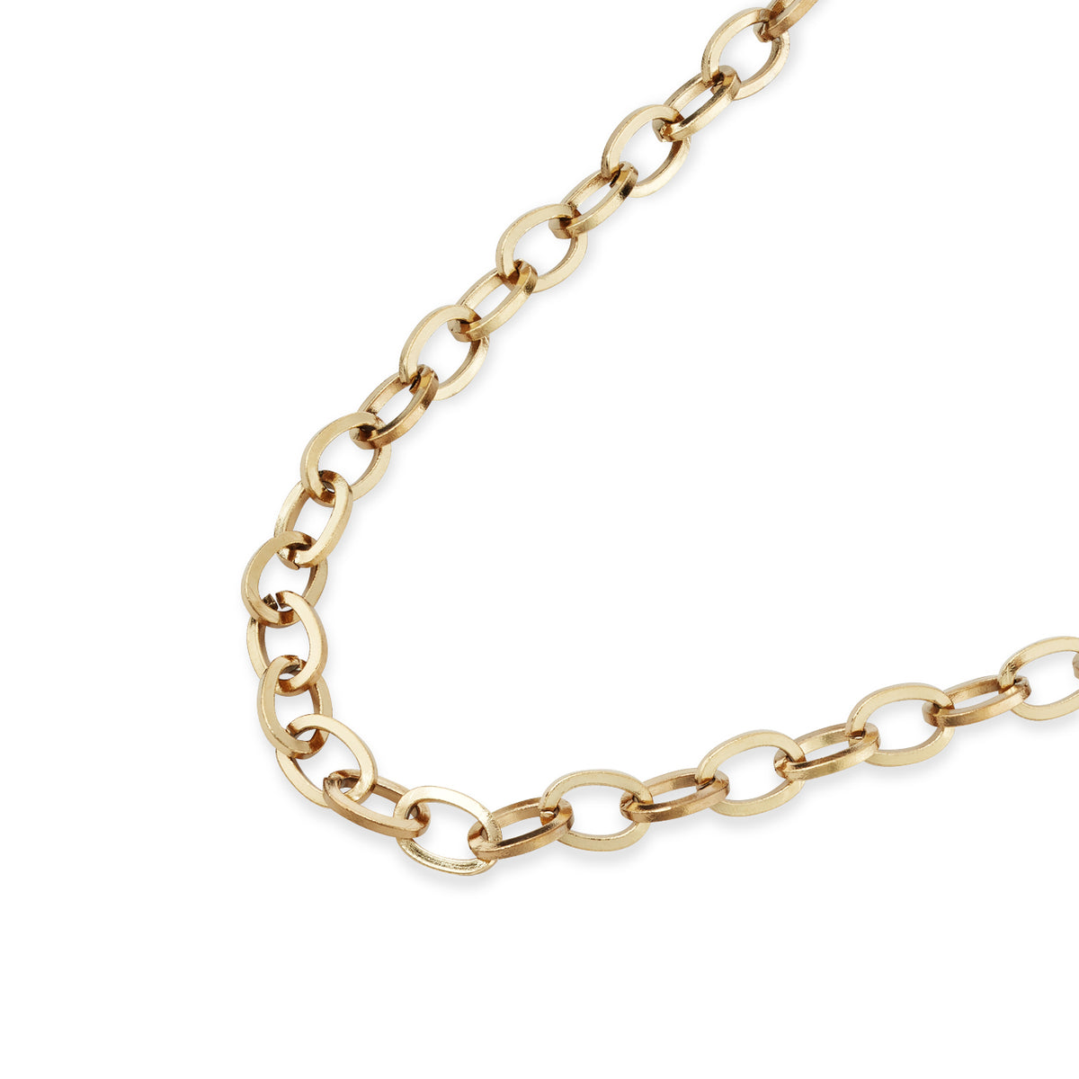Over & Over Gold 14k Plated Stainless Steel Oval Charm Chain Necklace