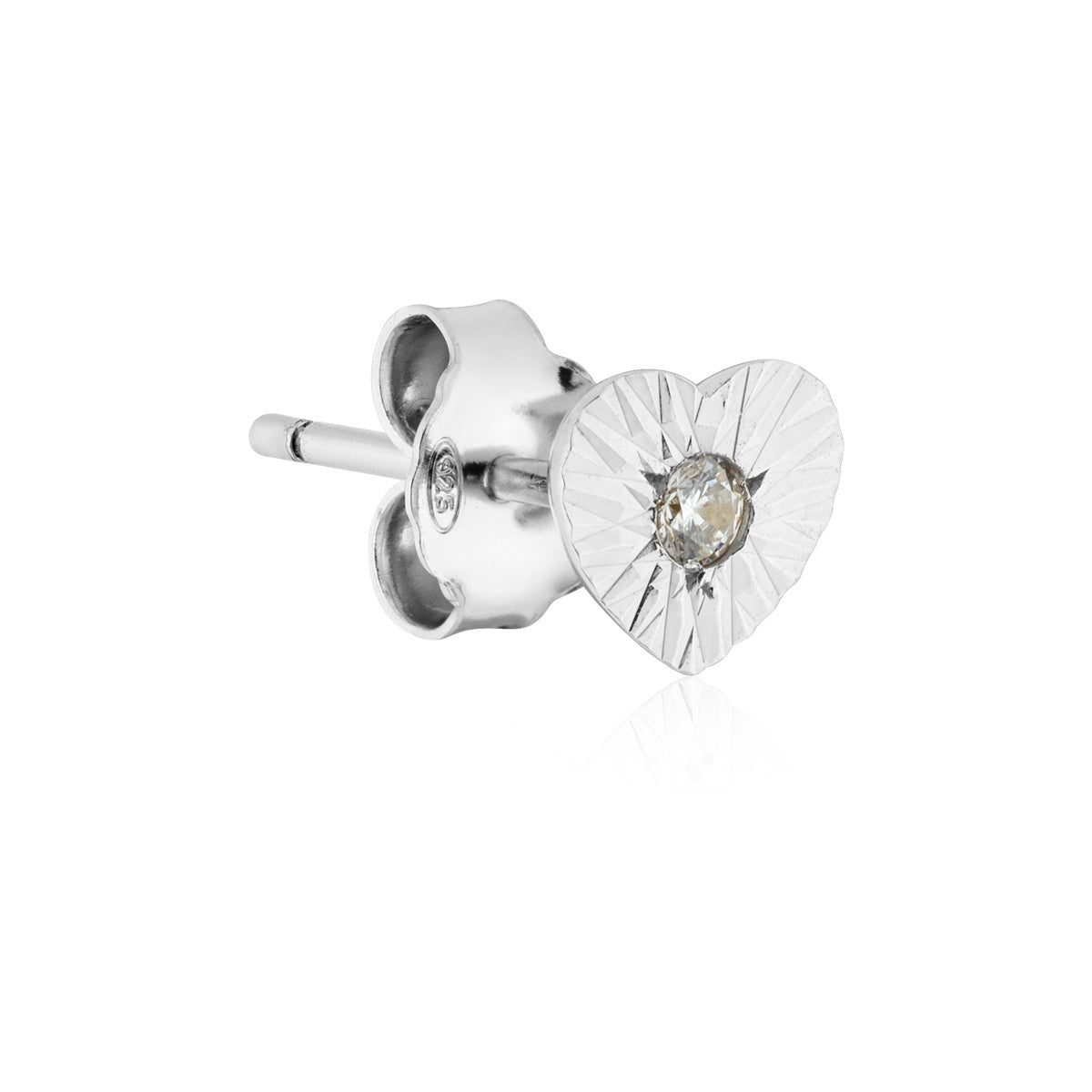 Argento Silver Facet Heart CZ Stud Earrings