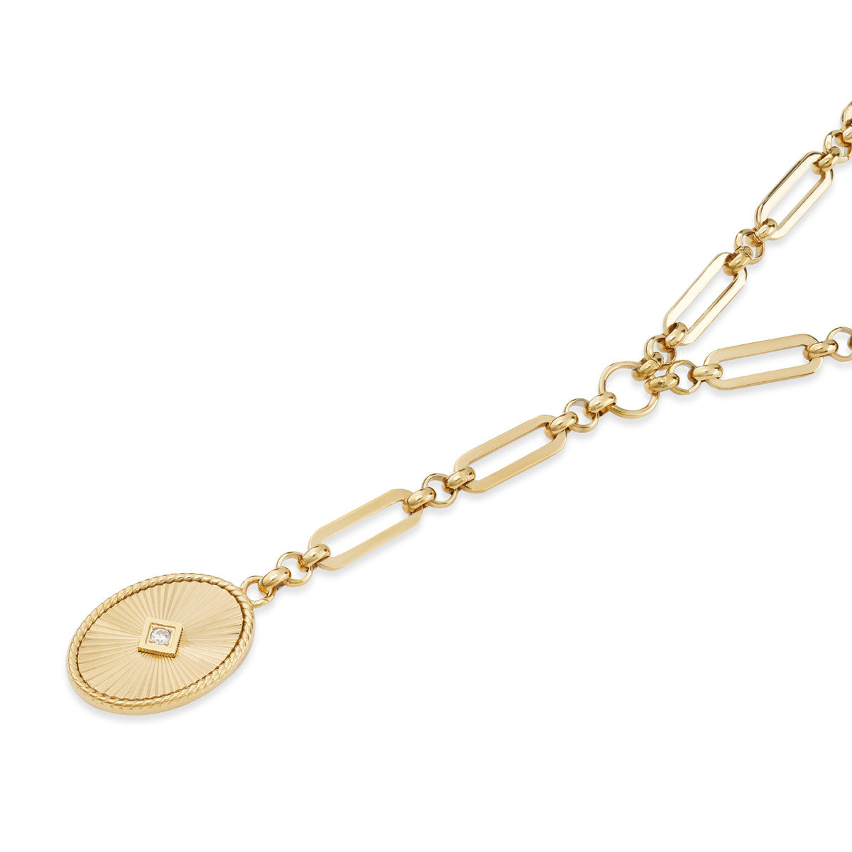 Over & Over Gold Stainless Steel 14k Paperclip Charm Y Necklace