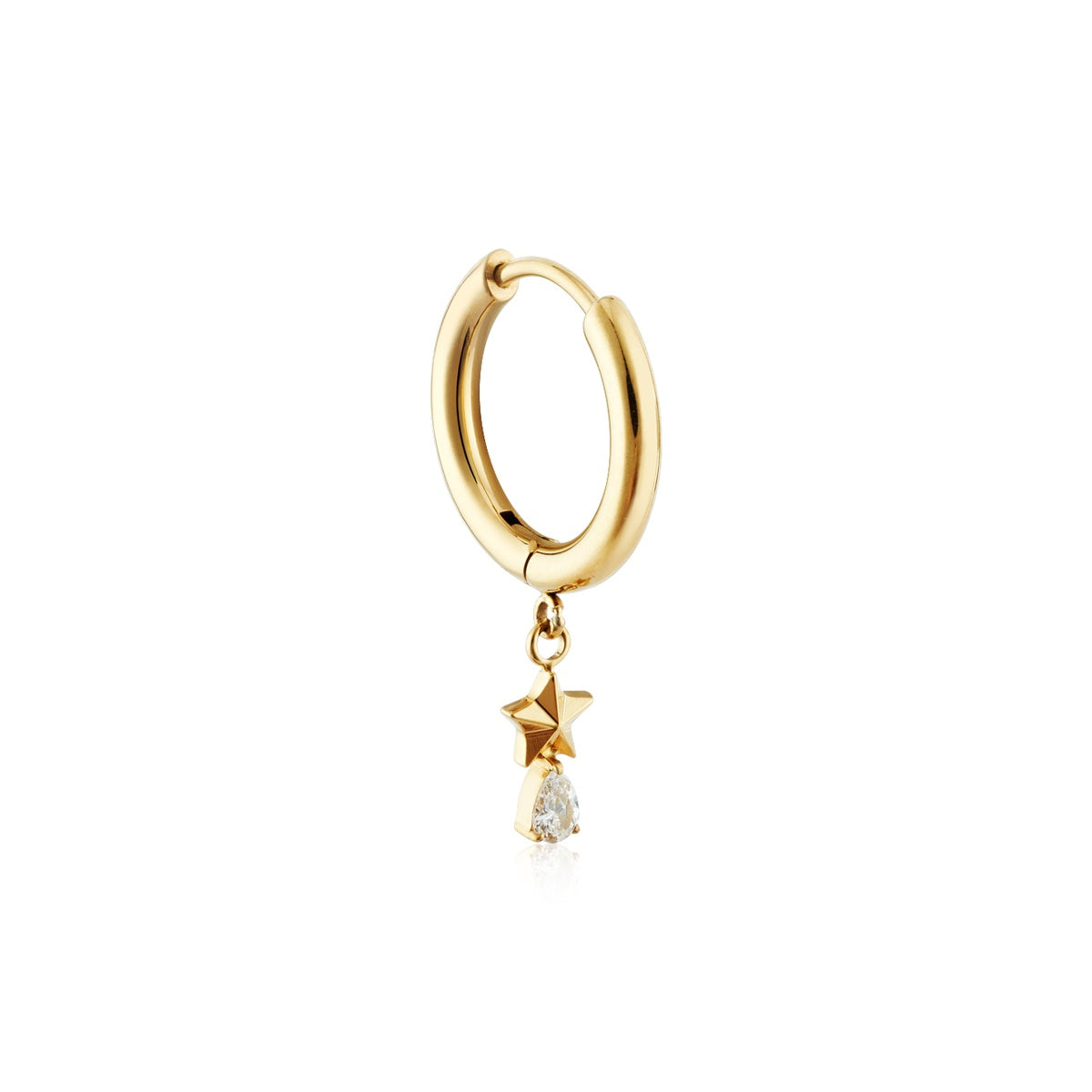 Over & Over 14k Gold Star Charm Hoop Earrings