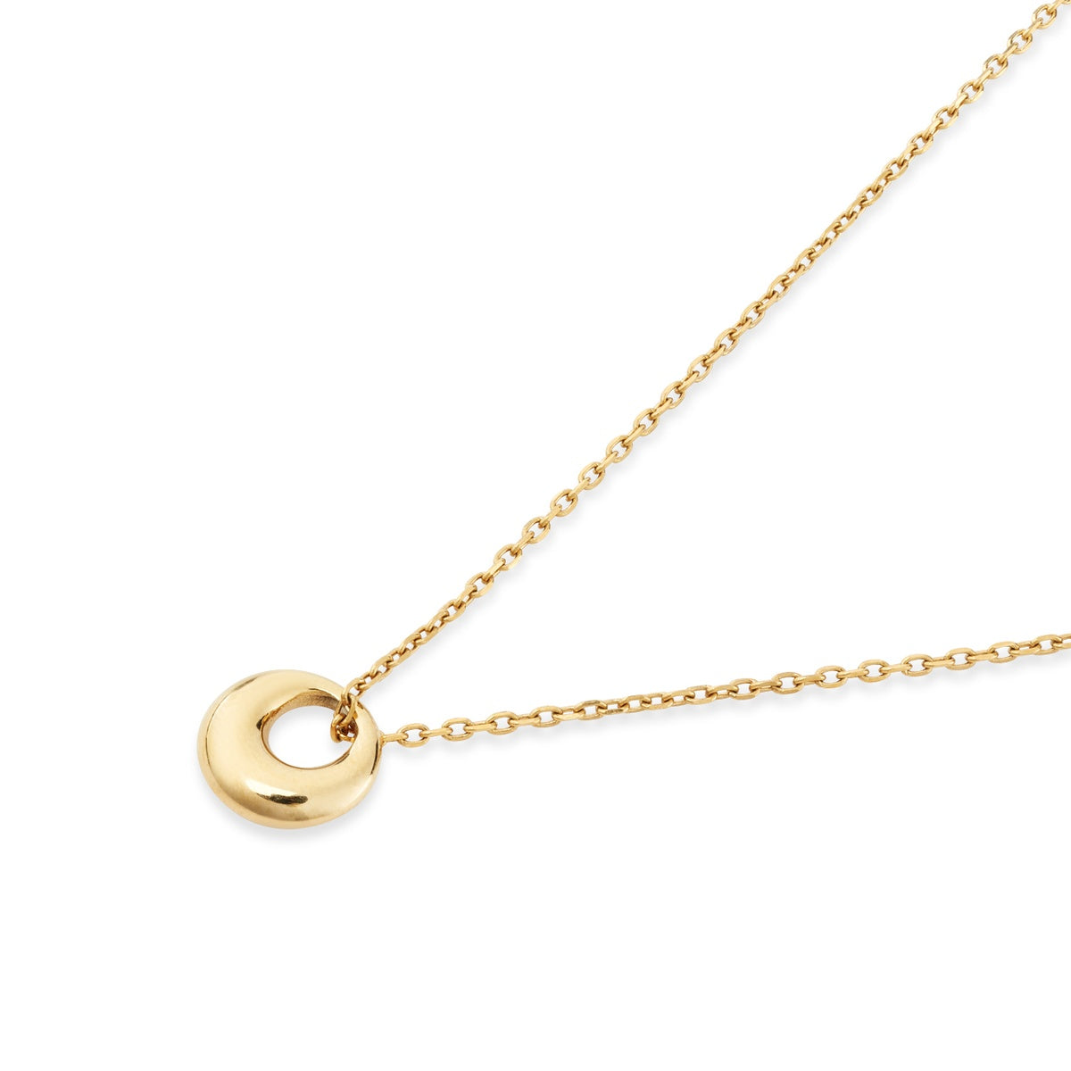 Over & Over Gold Puffy Circle Pendant Necklace